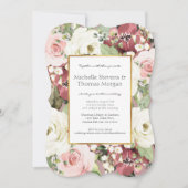 Romantic Mauve Pink White Greenery Weeding Invita Kaart (Voorkant)