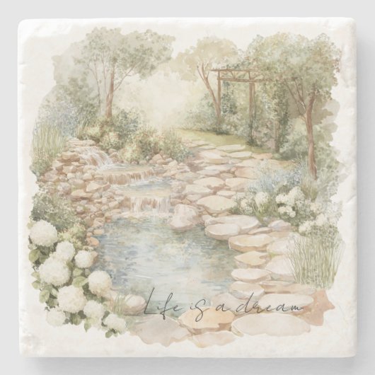 Romantic Meadow Rock Path Stenen Onderzetter (Voorkant)