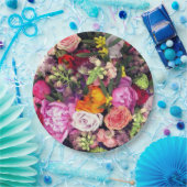 Romantic Meerkleurige Floral Papieren Bordje (Feest)