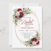 Romantic Merlot Roses Gold Bridal Shower Invites Kaart (Voorkant)