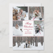 Romantic Merry Christmas Couple Photo Collage Red Feestdagenkaart (Voorkant)