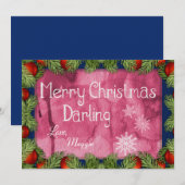 Romantic Merry Kerstmis Darling Waterverf Feestdagenkaart (Voorkant / Achterkant)