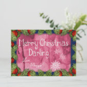Romantic Merry Kerstmis Darling Waterverf Feestdagenkaart (Staand voorkant)