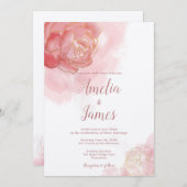 Romantic Millennial Pink Floral Kaart (Voorkant / Achterkant)