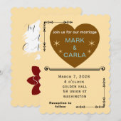 Romantic Minimal Wedding Invitation in Soft Beige. Kaart (Voorkant / Achterkant)