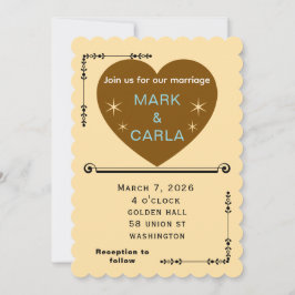 Romantic Minimal Wedding Invitation in Soft Beige. Kaart