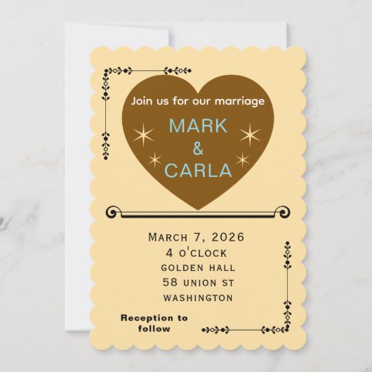 Romantic Minimal Wedding Invitation in Soft Beige. Kaart (Voorkant)