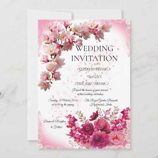 Romantic Minimal Wedding Invite Kaart (Voorkant)
