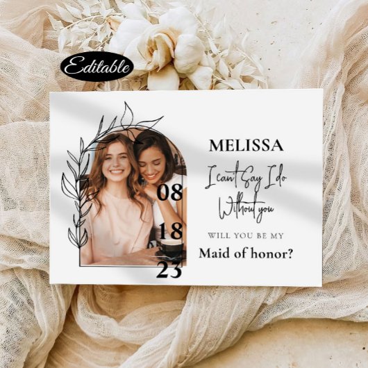 Romantic Minimale Arch Bridesmaid-Kaart Kaart