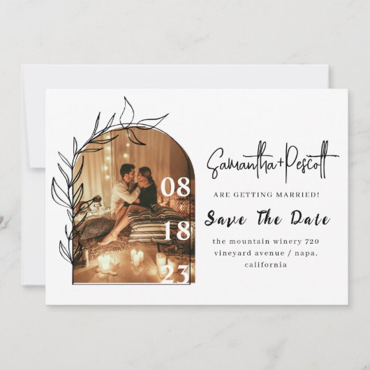 Romantic Minimale Arch sparen de Datum Uitnodiging (Voorkant)