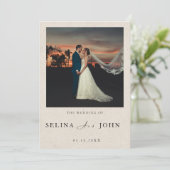 Romantic Minimalist Cream Modern Photo Wedding  Kaart (Staand voorkant)