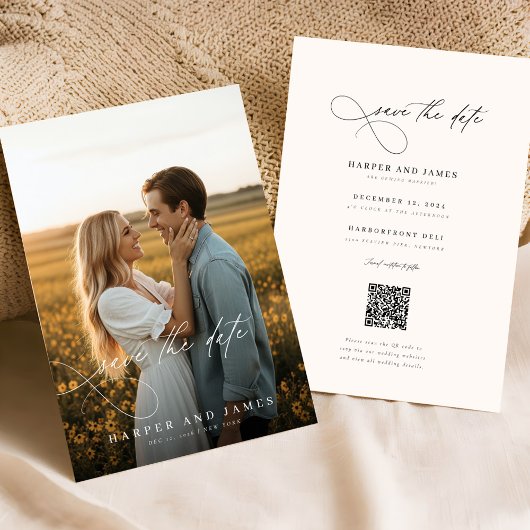 Romantic Minimalist Full Photo Double Sided Save The Date