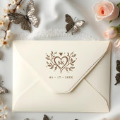 Romantic Minimalist Heart Swirls Monogram Initials Rubberstempel