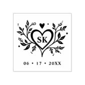 Romantic Minimalist Heart Swirls Monogram Initials Rubberstempel (Afrduk)