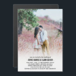 Romantic Minimalist Photo Wedding Magnetische Uitnodiging<br><div class="desc">Een uitnodiging voor een fotobruiloft,  gedrukt op een magnetische kaart. Kies een van je eigen foto's en upload deze en voeg de details van je bruiloft toe in zwarte letters. Er is een transparante witte gradiënt bij de bodem om de tekst pop te maken!</div>