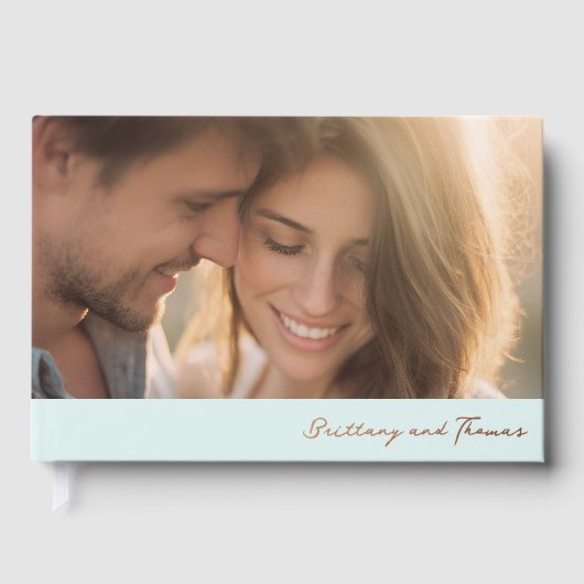 Romantic Mint Green Photo Gastenboek (Voorkant)