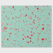 Romantic Mint Green Red Hearts Valentine  Cadeaupapier (Vlak)