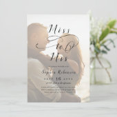 Romantic Miss to Mrs. script foto vrijgezellenfees Kaart (Staand voorkant)