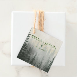 Romantic Misty Forest Trees Wedding Bedankjes Labels