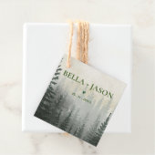Romantic Misty Forest Trees Wedding Bedankjes Labels (In situ)
