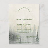 Romantic Misty Forest Waterverf Trees Wedding Briefkaart (Voorkant)
