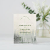 Romantic Misty Forest Waterverf Trees Wedding Briefkaart (Staand voorkant)