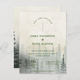 Romantic Misty Forest Waterverf Trees Wedding Briefkaart