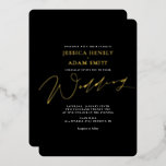 Romantic Modern Black and Gold Wedding Folie Invit Folie Uitnodiging<br><div class="desc">Deze Romantic Modern Black and Gold Wedding Folie Invitation is perfect voor een minimalistische bruiloft met glamoureuze details.</div>