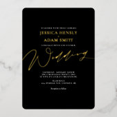 Romantic Modern Black and Gold Wedding Folie Invit Folie Uitnodiging (Voorkant)