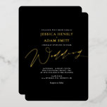 Romantic Modern Black and Gold Wedding Folie Invit Uitnodiging<br><div class="desc">Deze Romantic Modern Black and Gold Wedding Folie Invitation is perfect voor een minimalistische bruiloft met glamoureuze details.</div>