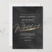 Romantic Modern Black and Gold Wedding Invitation Kaart (Voorkant)