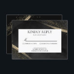 Romantic Modern Black and Gold Wedding RSVP Kaart<br><div class="desc">Deze Romantic Modern Black and Gold Wedding RSVP Kaart maakt deel uit van een moderne suite met een romantisch ontwerp.</div>