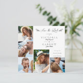 Romantic Modern Branches Collage 5 Foto's Couple Save The Date (Staand voorkant)