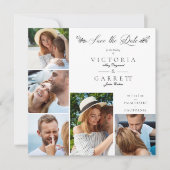 Romantic Modern Branches Collage 5 Foto's Couple Save The Date (Voorkant)