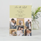 Romantic Modern Chic Collage 6 Photos Couple Save The Date (Staand voorkant)