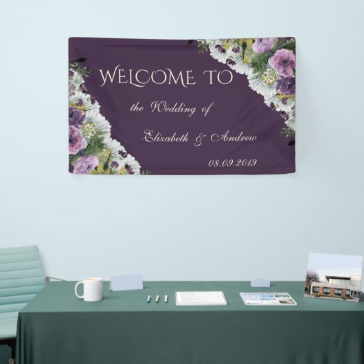 Romantic Modern Elegant Flowers Wedding Banner (Beurs)