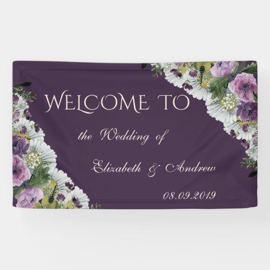 Romantic Modern Elegant Flowers Wedding Banner (Horizontaal)