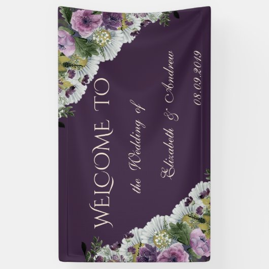 Romantic Modern Elegant Flowers Wedding Banner (Verticaal)