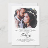Romantic Modern Elegant Two Photos Wedding Kaart (Voorkant)