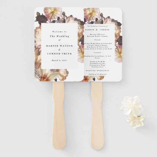 Romantic Modern Flower Floral Wedding Handwaaier (Voorkant en achterkant)