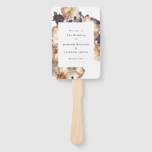 Romantic Modern Flower Floral Wedding Handwaaier (Voorkant)