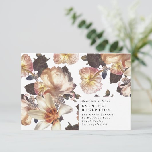 Romantic Modern Flower Floral Wedding Informatiekaartje (Staand voorkant)