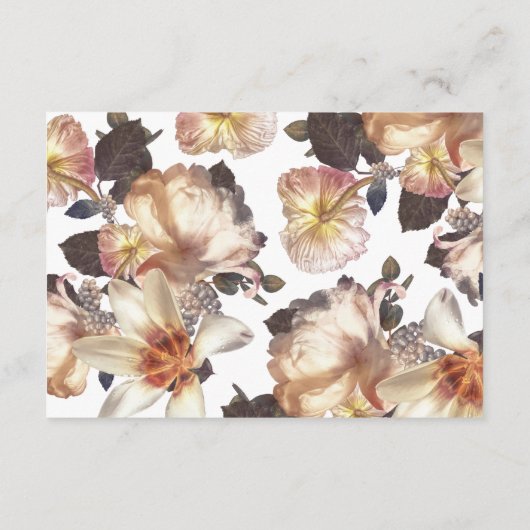 Romantic Modern Flower Floral Wedding Informatiekaartje (Achterkant)