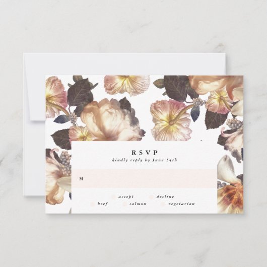 Romantic Modern Flower Floral Wedding RSVP Kaartje (Voorkant)