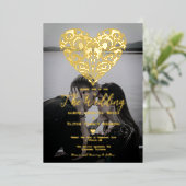 Romantic Modern Foto Folie Wedding Uitnodiging (Staand Voorkant)