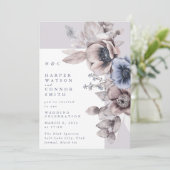 Romantic Modern Light Moody Winter Floral Wedding Kaart (Staand voorkant)