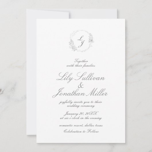 Romantic Modern Minimal Light and Airy Wedding Kaart (Voorkant)