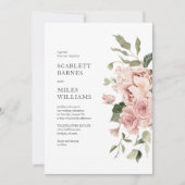 Romantic Modern roze Roses Wedding Kaart (Voorkant)