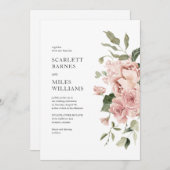 Romantic Modern roze Roses Wedding Kaart (Voorkant / Achterkant)