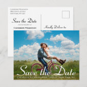 Romantic Modern Save the Date Photo Wedding Briefkaart (Voorkant / Achterkant)
